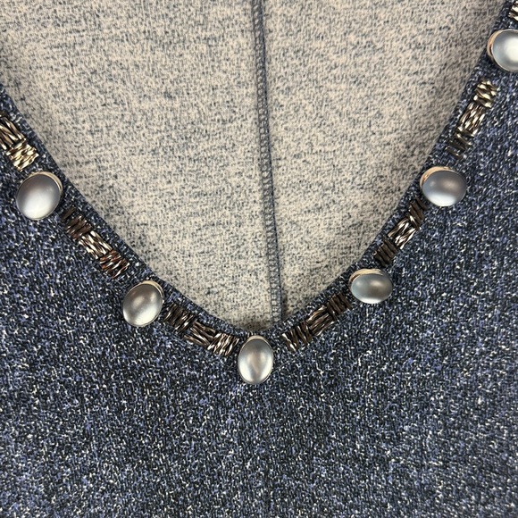 Rose & Olive Blue-Gray Boho 3/4 Sleeve V-neck Beaded Neckline 1X Tunic Top - Picture 6 of 9